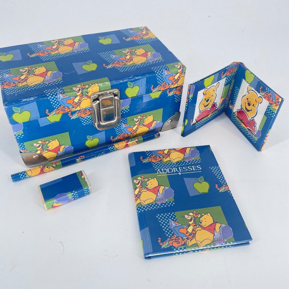 Vintage Disney Winnie The Pooh Stationery Set: Box, Address Book, Frame, Pencil